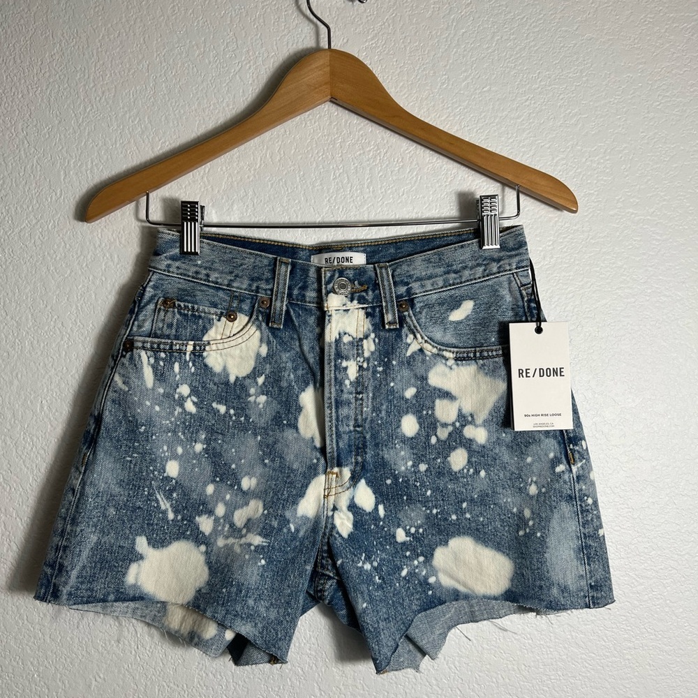 New RE/DONE High Rise Denim Short Splash denim short 25 button fly
